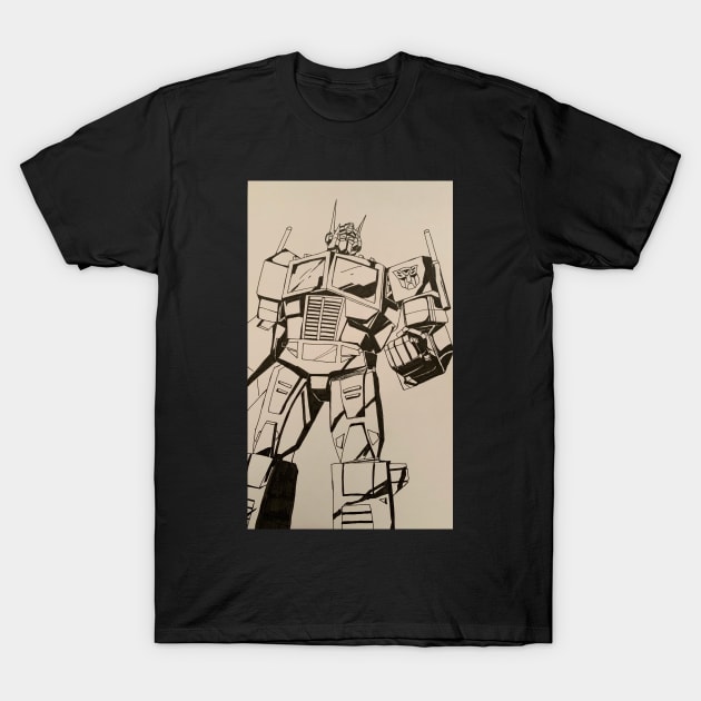 Optimus Primer on white background T-Shirt by Soundtrack Alley